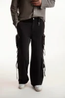 Men’s Black Wide Leg Baggy Cargo Pants
