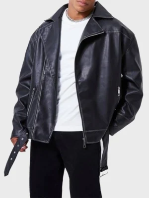 Men’s Oversized Black Leather Jacket