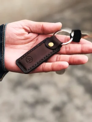 Genuine Leather Keychain with Metal Ring