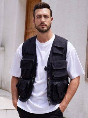 Men’s Black Utility Multi-Pocket Vest