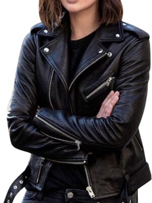 Women’s Black Leather Blazer Jacket
