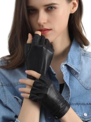 Genuine Leather Fingerless Gloves for Men & Women