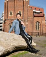 Men’s Black Slim Fit Leather Leggings