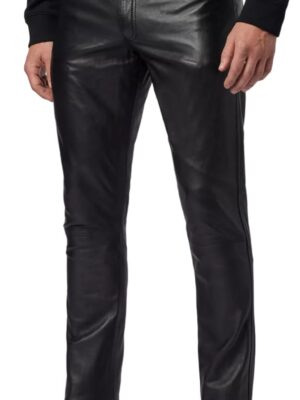 Men’s Genuine Black Leather Pants – Motorcycle & Biker Style