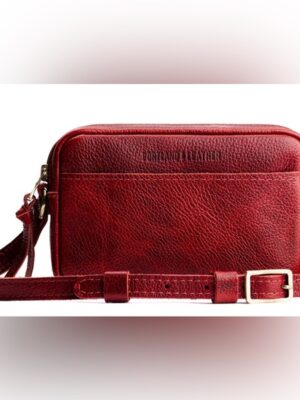 Red Genuine Leather Crossbody Bag for Women