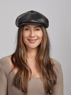 Women’s Black Leather Cap