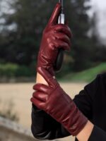 Women’s Burgundy Leather Gloves