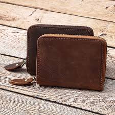 Men’s Brown Genuine Leather Zipper Wallet